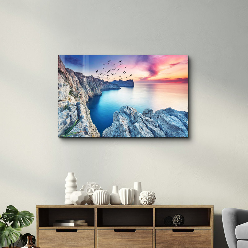 Élégante peinture murale en verre trempé de 13,8 po x 21,7 po | 100% verre trempé, épaisseur: 0,16 pouce | Imprimé UV pour des couleurs éclatantes | Parfait pour la décoration intérieure, le salon et les espaces de bureau