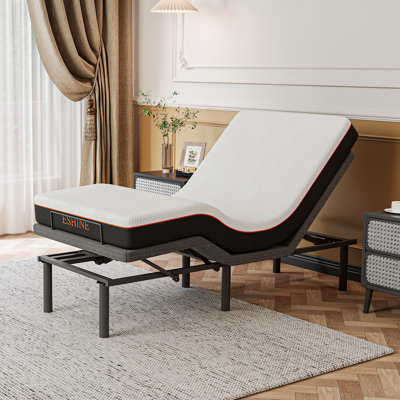 Lit réglable avec matelas en mousse à mémoire de forme de 8 po, massage, gravité zéro, télécommande sans fil et contrôle des applications