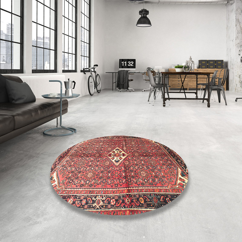 Tapis rouge à motif sud-ouest, Rond 8 pi
