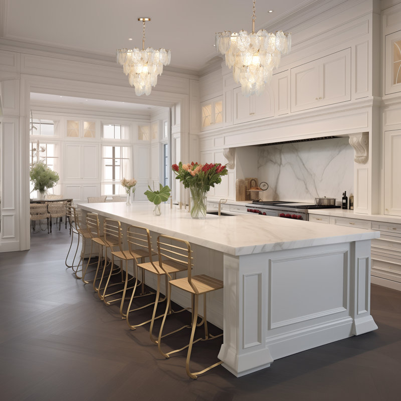9-Light Dimmable Tiered Glass Chandelier