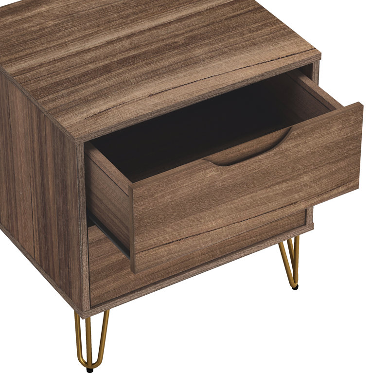 Ensemble de chambre à coucher avec commode et table de chevet 2 pièces Avira, Brown