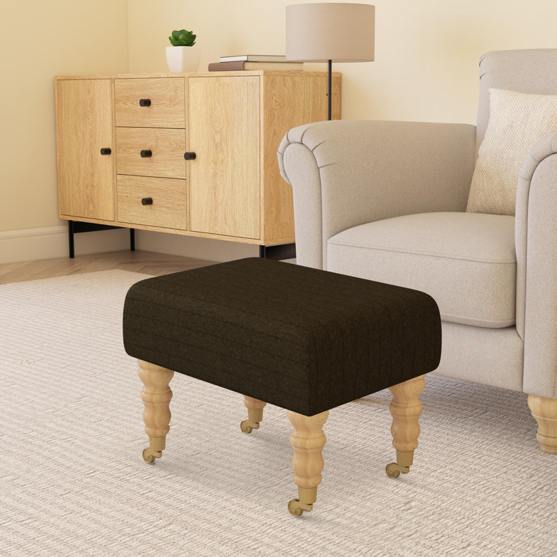 Autryville Wood Caster Leg - Pinstripe Wool, Cyprus Green, Natural