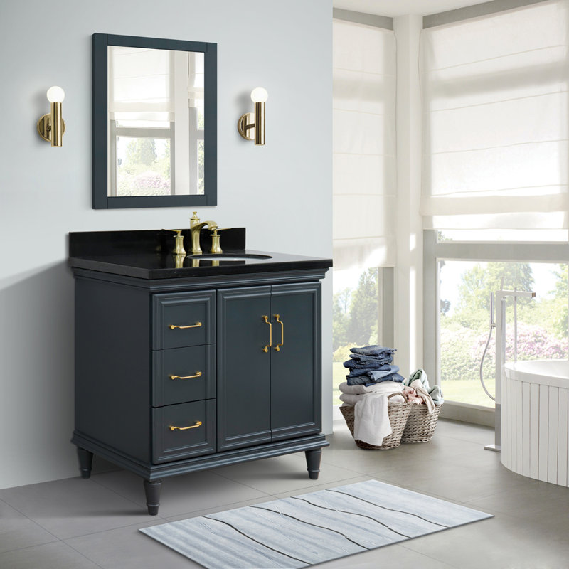Ensemble de meuble-lavabo simple 37 po Lenglen, Gris foncé