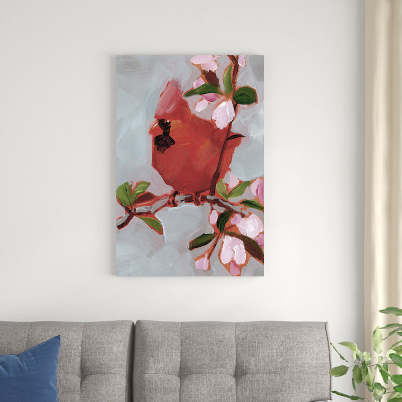 Oiseau chanteur peint IV, H 36 po x l 24 po
