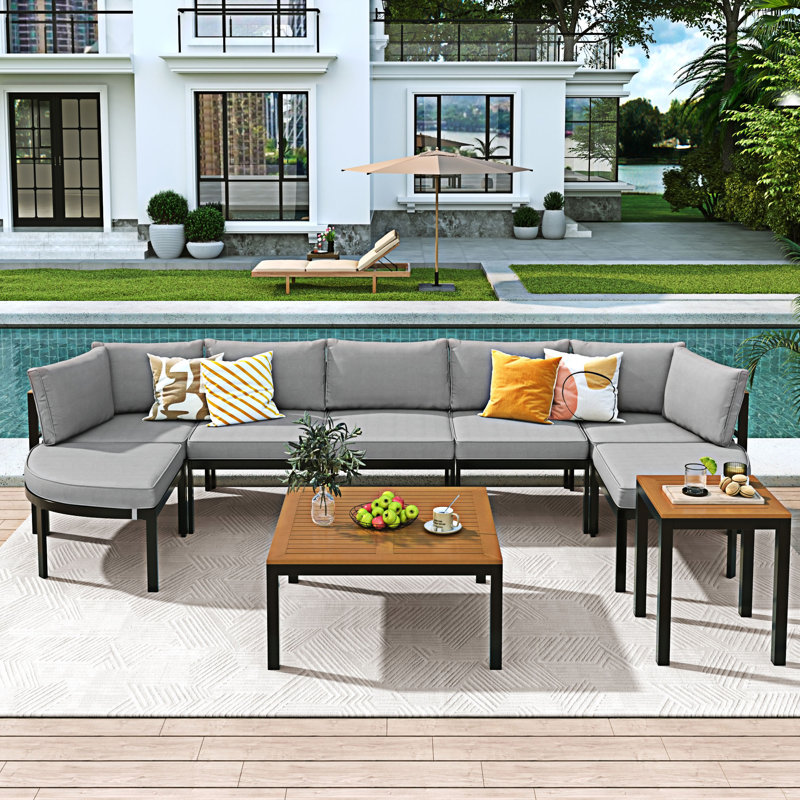 Outdoor Sectional Sofa Set Conversation Set, Gray