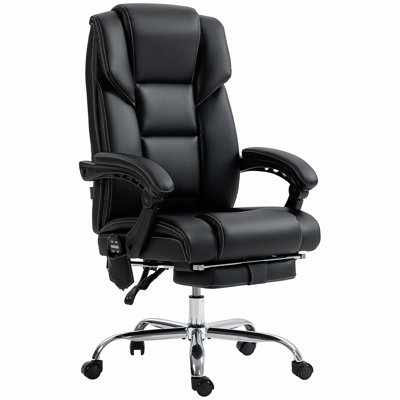 Massage Office Chair with 6 Vibration Points, Lumbar Heated PU Leather Reclining Chair