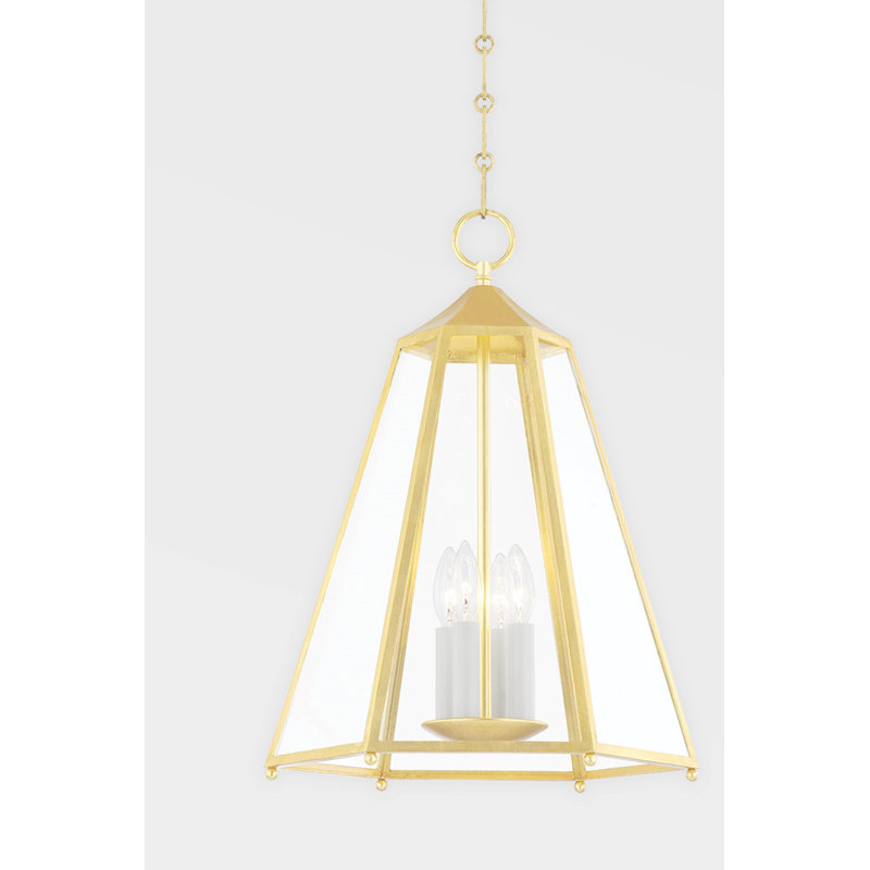 Lustre géométrique à 4 lumières, Feuille d'or