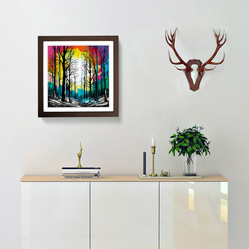 Winter Forest - Single Picture Frame Print on Wood, Walnut