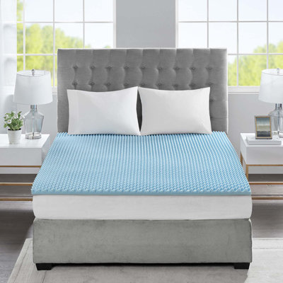 All Season Reversible Hypoallergenic Cooling Blue Mattress Topper For Enhanced Comfort And Temperature Control