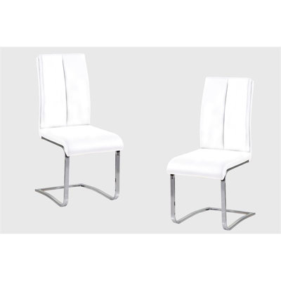 Chaise d'appoint rembourrée en similicuir blanc de 2, finition, idéale pour la salle à manger et le bureau à domicile, durabilité confortable, 2 chaises de conception moderne, cuisine convenable pour la maison, sièges confortables, contemporain