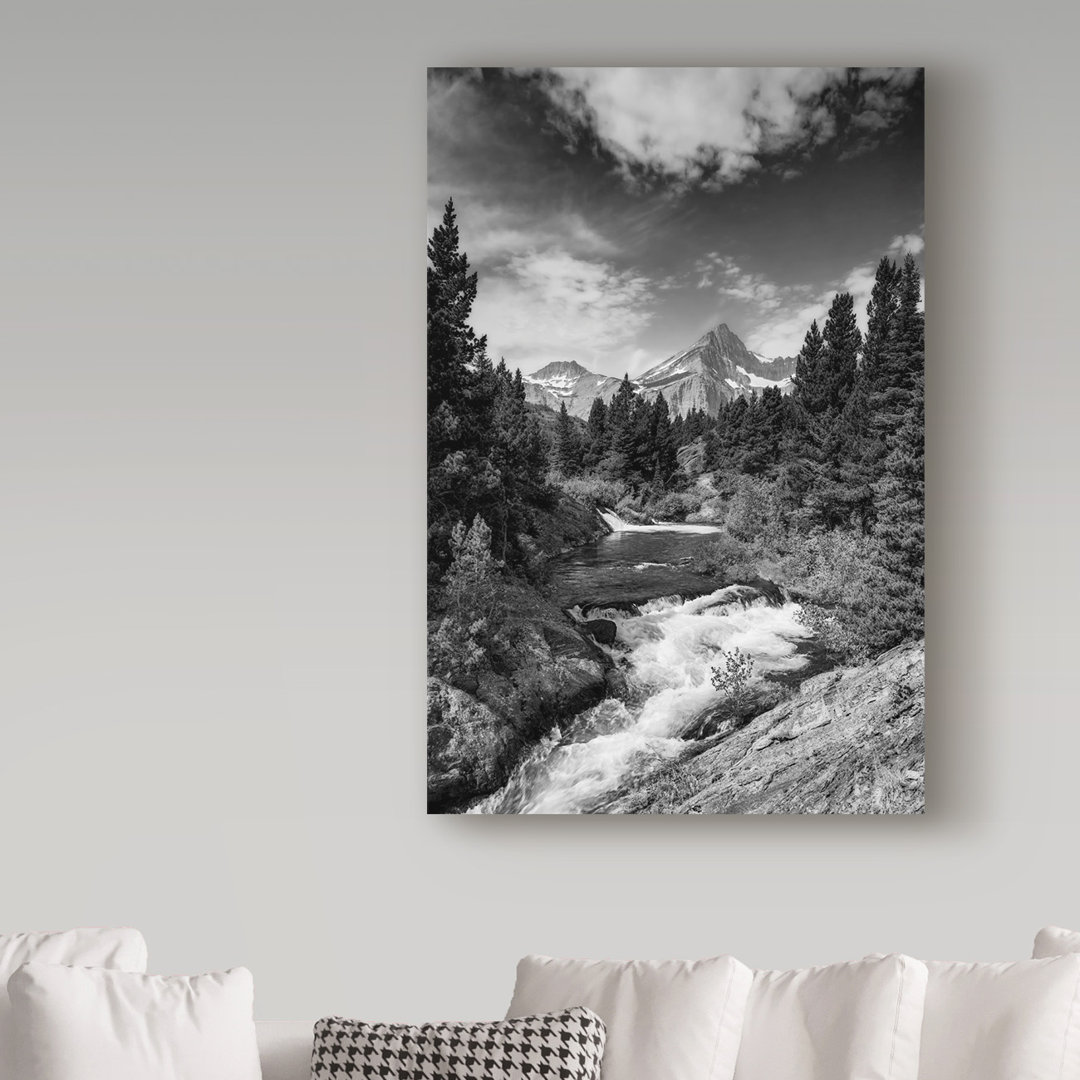 'Glacial Creek Monochrome' Photographic Print on Wrapped Canvas East Urban Home 