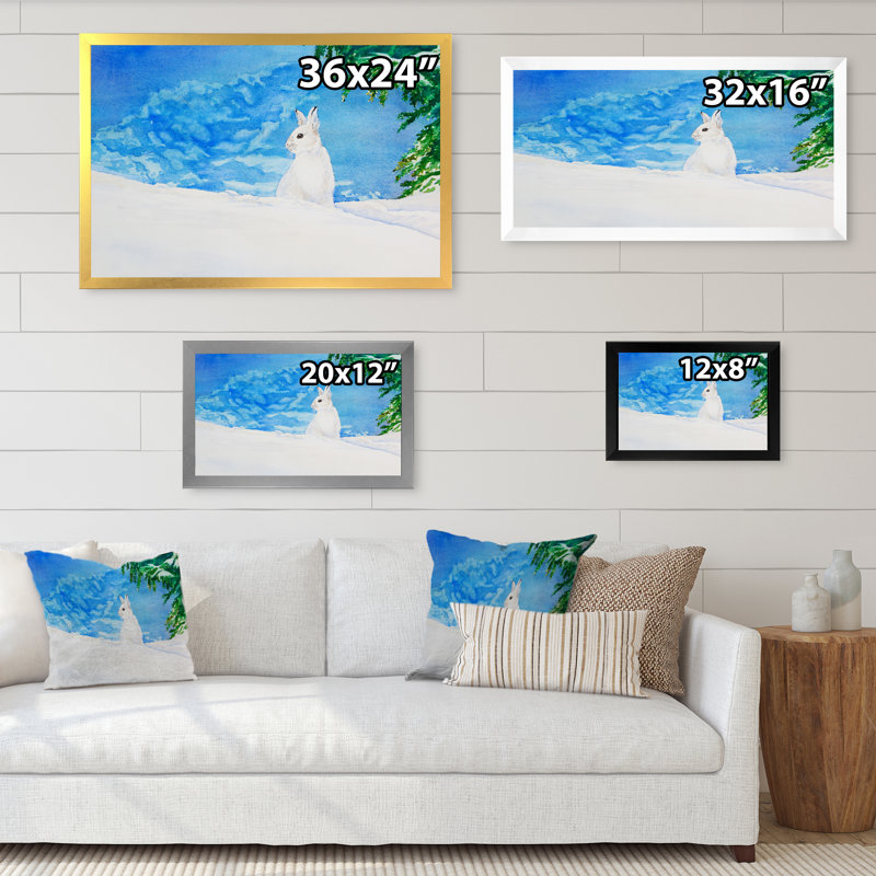 Reproduction de cadre flottant sur toile Christmas Winter Rabbit, H 8 po x l 12 po x P 1 po, Cadre photo noir