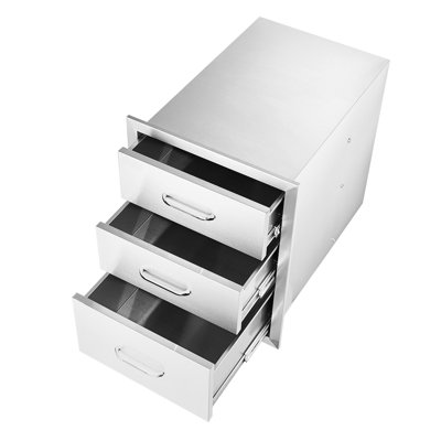 Cuisine extérieure en acier inoxydable 18 x 20,5 pouces à trois niveaux avec 3 tiroirs pour barbecue, poignée, aucune déformation à la chaleur, matériau de rouille à ouverture lisse, stable