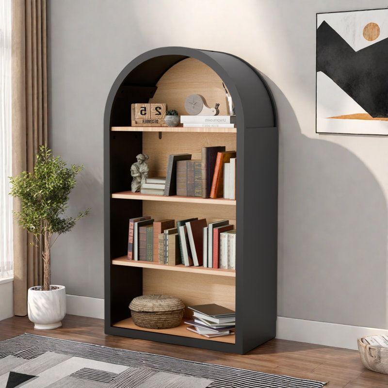 Bibliothèque arquée avec tablettes de rangement