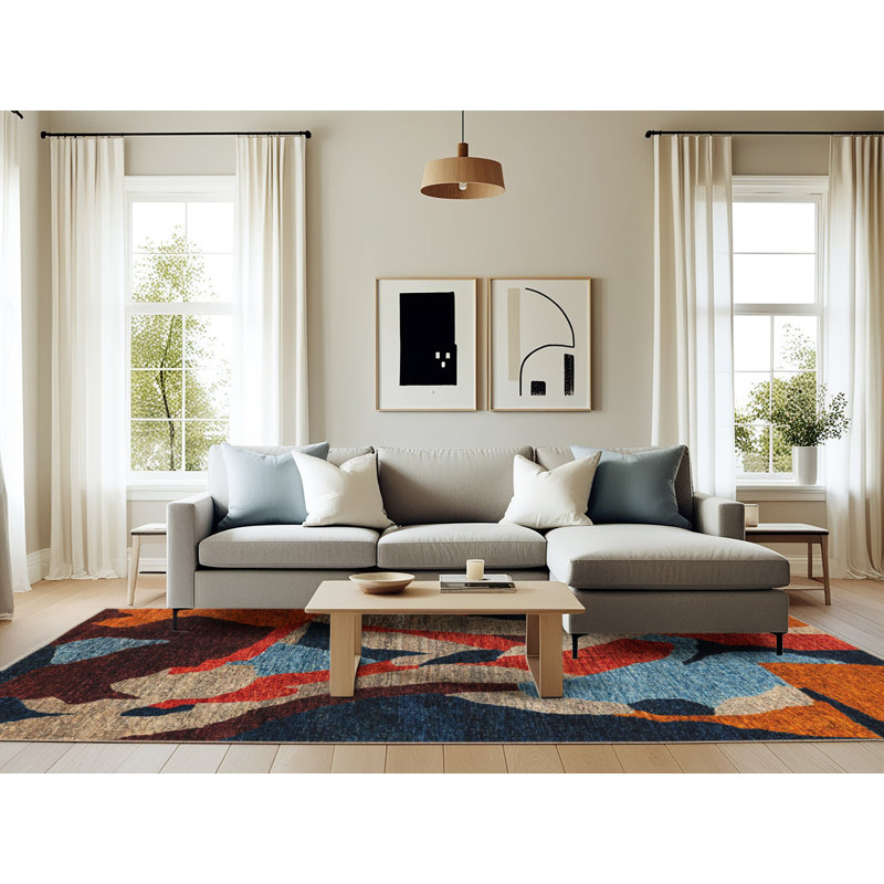 Tapis abstrait moderne 1843, Rectangle 6 pi x 9 pi