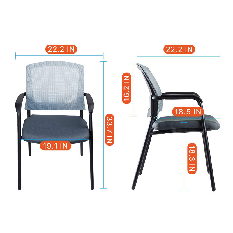 Gray Mesh Stackable Office Chair with Metal Frame