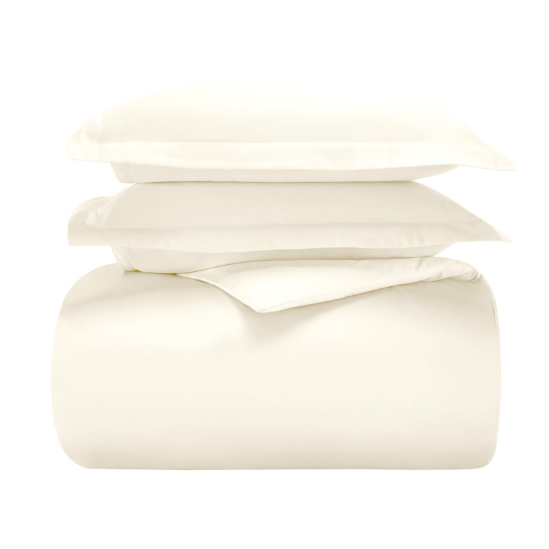 Aniello Cotton Blend 600 Thread Count Deep Pocket Bed Sheet Set, Twin Sheet Set + 1 Fitted Sheet + 1 Pillowcase, Ivory