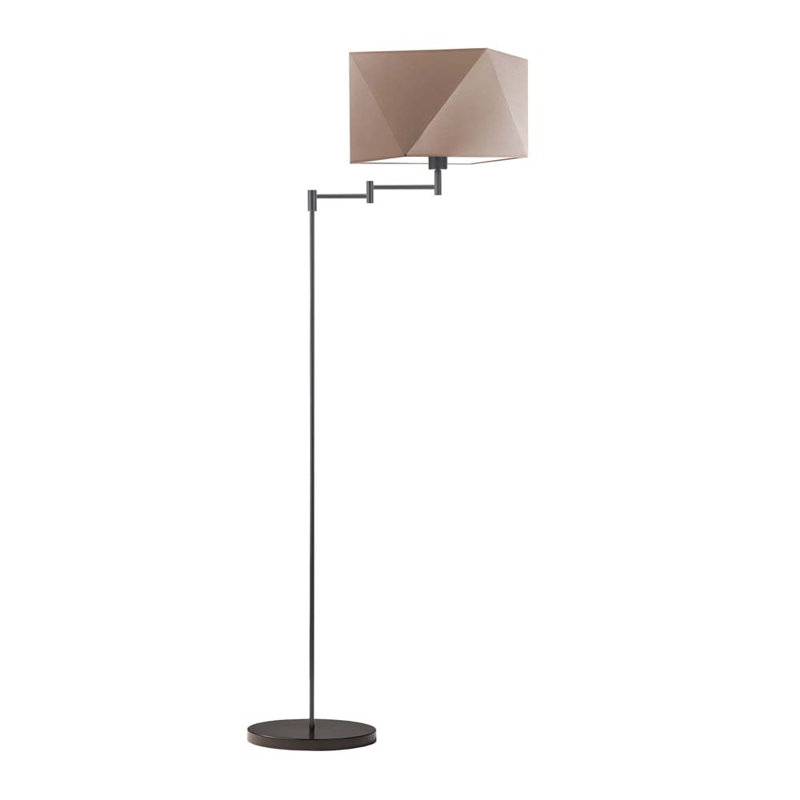 Glasper 163cm Swing Arm Floor Lamp, Black, Beige