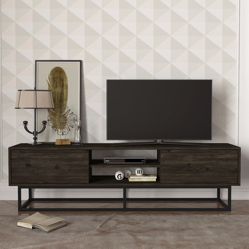 Crédence de rangement l 70,9 po Chanise, Bois brun foncé