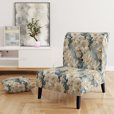 Rustic Victorian Brocade Victorian Pattern - Upholstered Floral Accent Chair Cottage Side Chair
