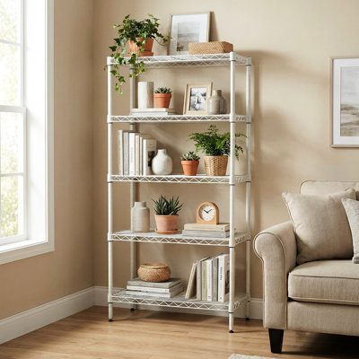 5 tablettes de rangement robustes réglables en métal avec finition rouille pour la cuisine, le garage, le garde-manger et la salle de bain - structure 100% fer, 4 pièces de poteaux épaissis de 19 mm, sans vacillement, 4 pieds P 29,75 po x l 13,93 po