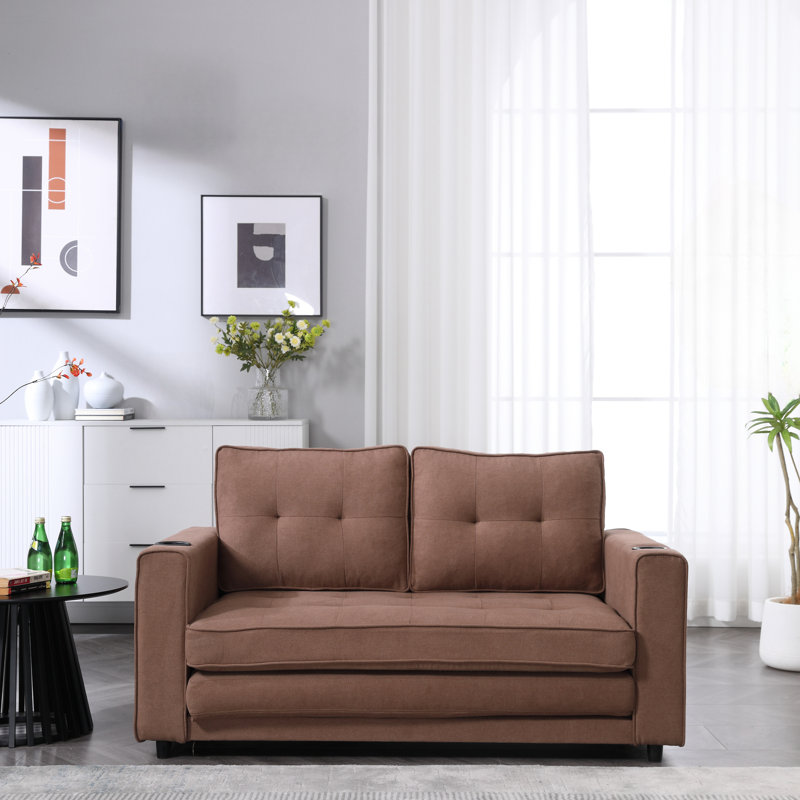 Causeuse-lit capitonnée convertible pliable Megen