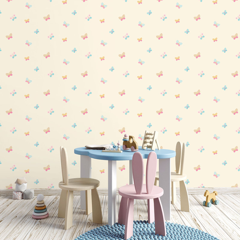 Bellamy 1000cm x 53cm Matte Wallpaper Roll, Cream/Pink/Blue