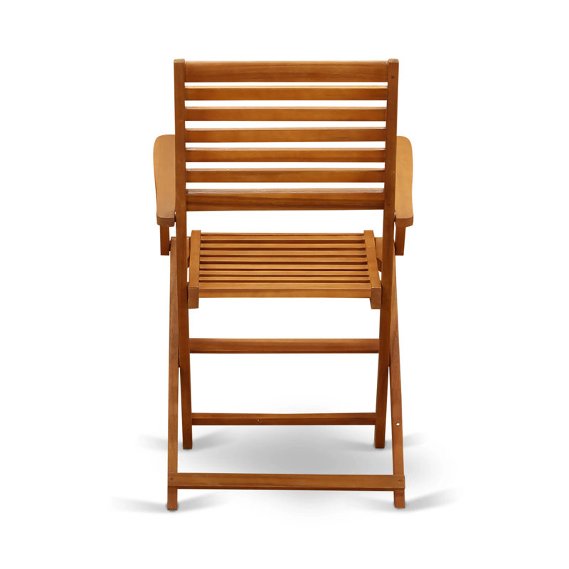 Ensemble de salle à manger 9 pièces pour patio composé d'une table d'extérieur ovale en bois d'acacia et de 8 chaises à accoudoirs pliantes, huile naturelle