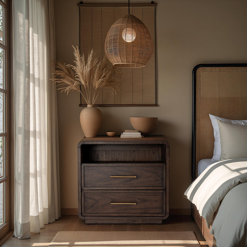 Brewster 2-Drawer Nightstand, Dark Espresso Brown, Brown