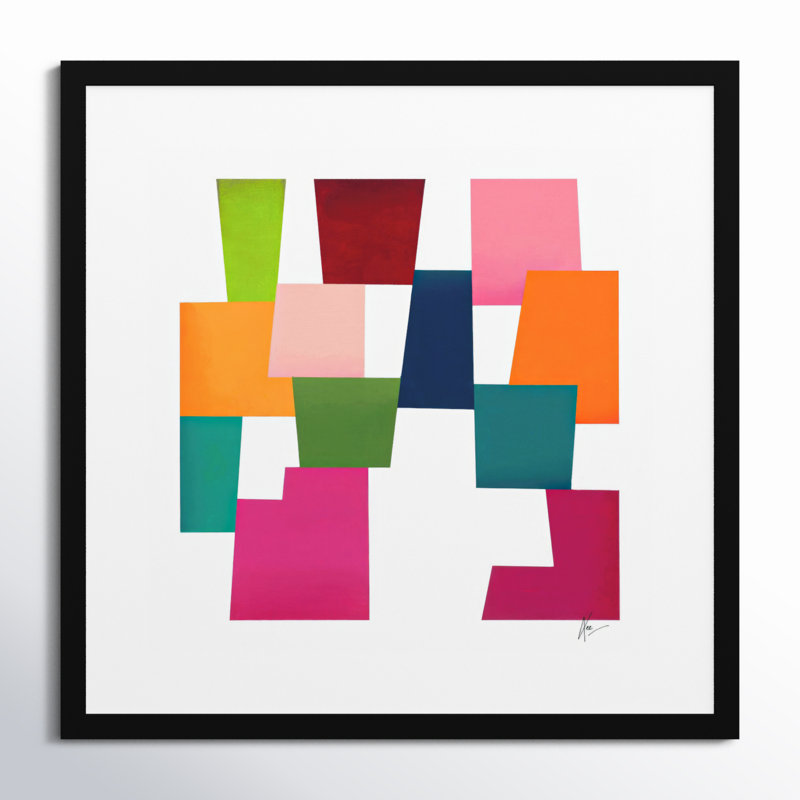 Color Blocks Print by Lee Lessem, Black Framed, 44" H x 44" W x 1.25" D