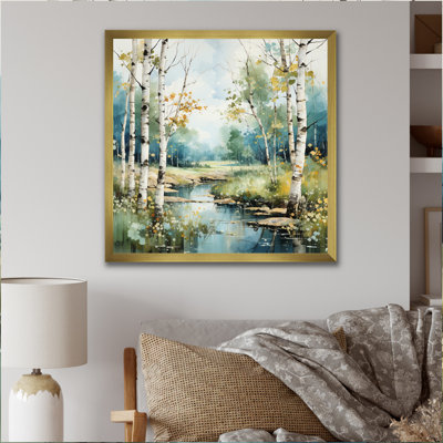 Birch Woods Whispering Winds X - Tree Birch Framed Wall Art