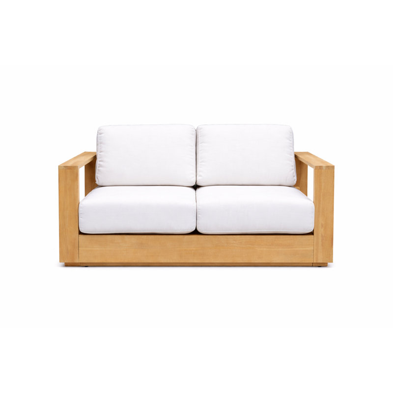 Harbor Modern Outdoor Acacia Wood Sofa with Cushions, Teak