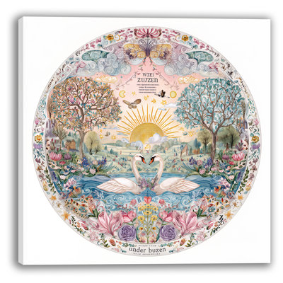 Art mural sur toile Swan Sunrise Garden Medallion