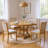  Extendable Round Dining Table Set with Solid Wood Base and 4 Upholstered Chairs, Vintage Finish-1078479069