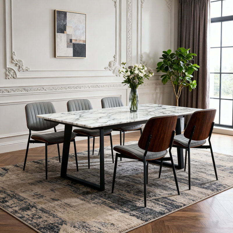 Chaise moderne en similicuir, Polyuréthane gris