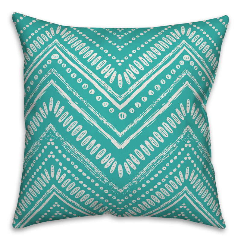 Coussin extérieur circulaire, Polyester / Bourre en polyester, 20 po x 20 po, Blanc cassé / turquoise pâle