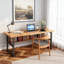 Bureau rectangulaire brun et noir en bois massif-145097269