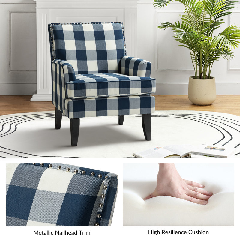 Fauteuil Aguilar, Bleu marine à carreaux
