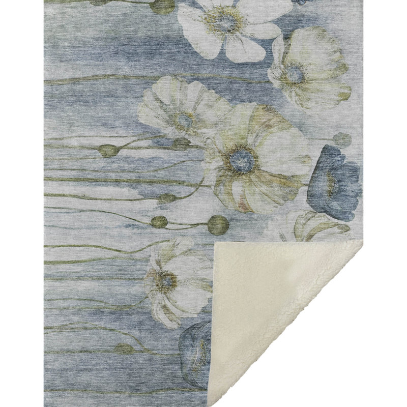 Jeté floral Sherpa ASB712 Addison, Bleu