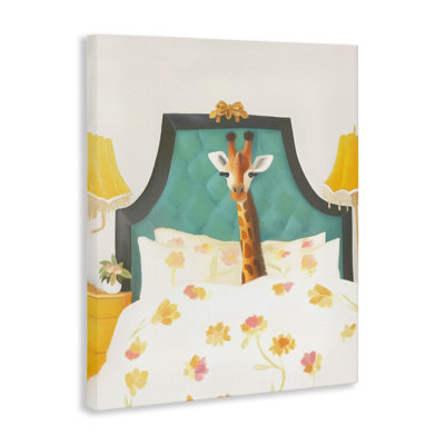 Good Morning Giraffe in Bed Canvas, design par Leah Straatsma