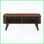 Table basse Mid-Century en placage de noyer pour le salon - 2 portes tambour et amp; 2 tablettes, rangement élégant