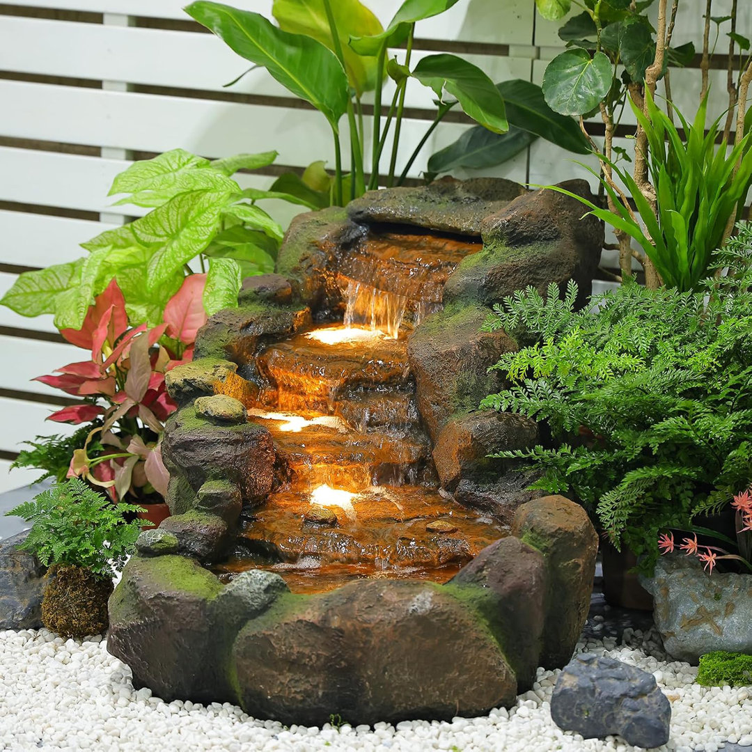 Arani Hand Crafted Weather Resistant Floor Fountain with Light Bumilgar