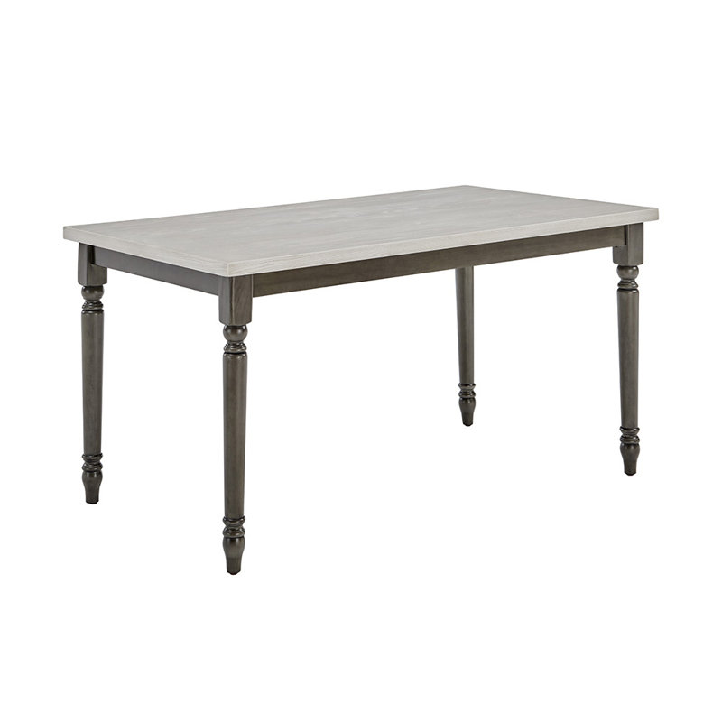 Table de salle à manger de style campagnard en bois massif bicolore de 60 po Io, Plateau blanc fumé / base grise