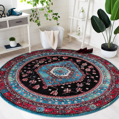 Emeram Oriental Blue/Black/Red Area Rug