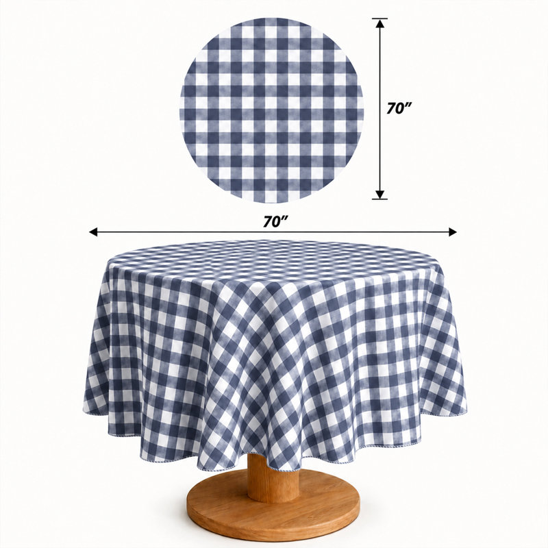 Nappe PEVA imperméable Buffalo Gingham avec envers en flanelle, repas intérieur et extérieur, Dark Gray/White