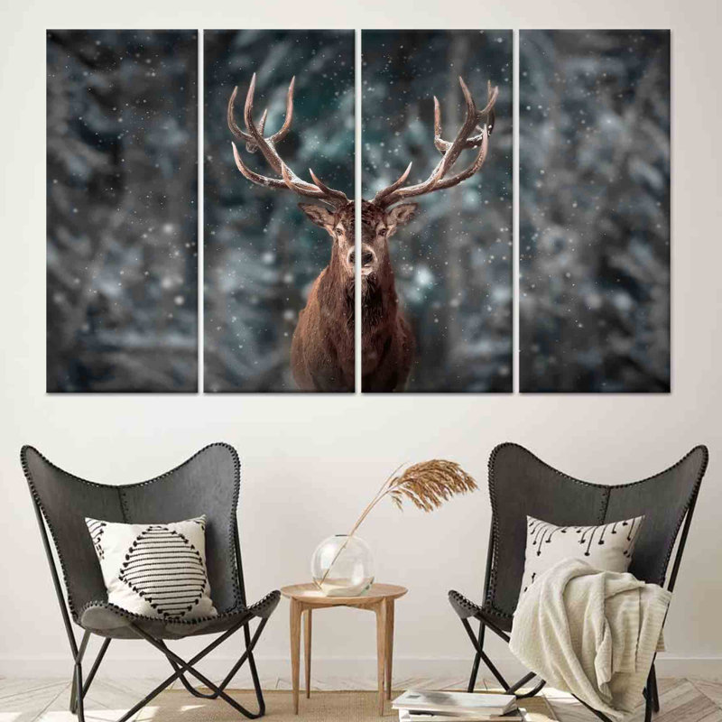 «Elegant Winter Forest Landscape», reproduction d'art sur toile - verre trempé ou encadré, toile tendue 4P