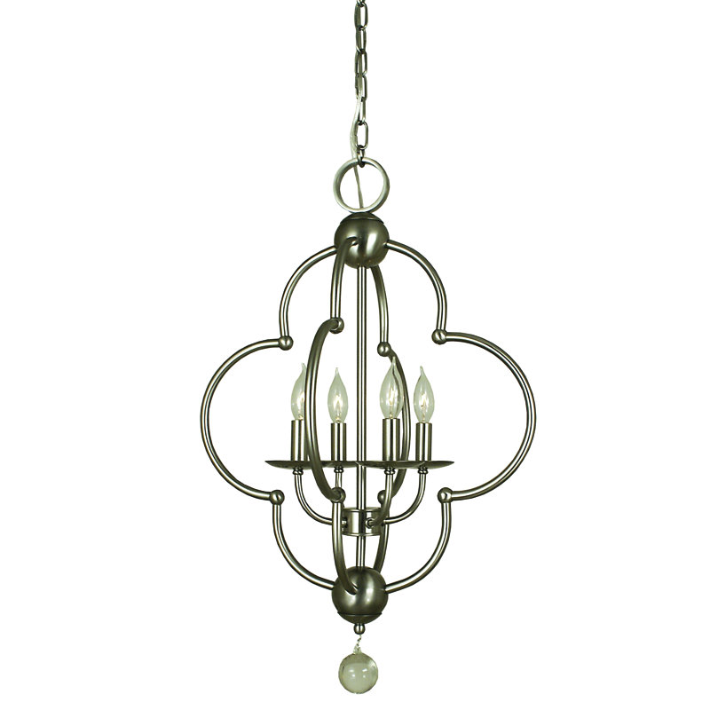 Lustree géométrique lanterne 4 lumières Goins, Laiton antique