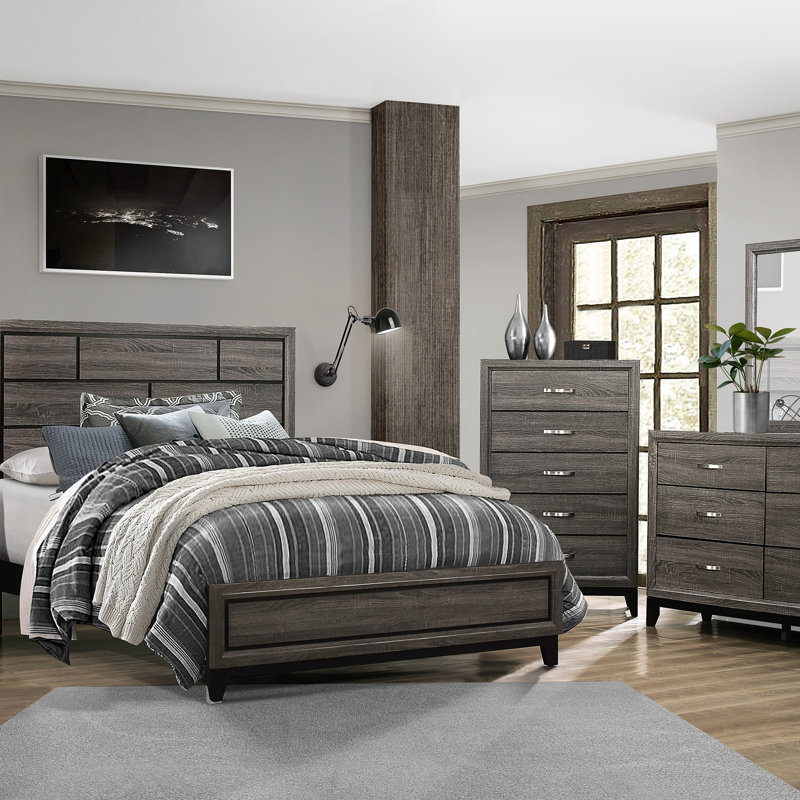 Mobilier de chambre à coucher à poignées en chrome poli de style contemporain