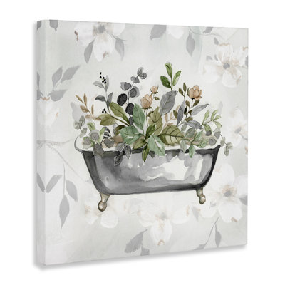 Leaf Patterned Bath Canvas Wall Art by Nan