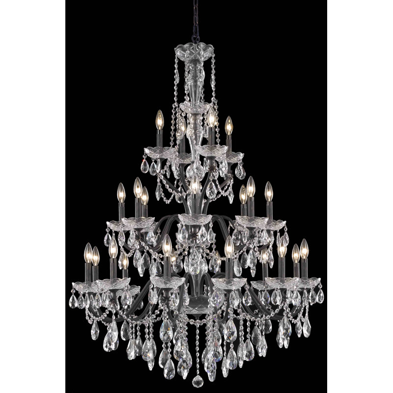 Dagmar 24 - Light Glass Dimmable Tiered Chandelier, Royal Cut, Dark Bronze